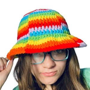 Handmade rainbow bucket hat